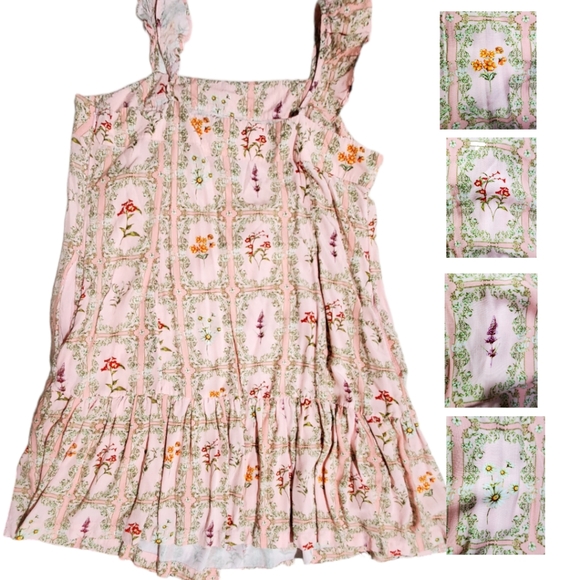 Aguabendita Women's Dainty Floral Light Pink Flowy Sun Dress sz XXL Pink - Picture 7 of 10